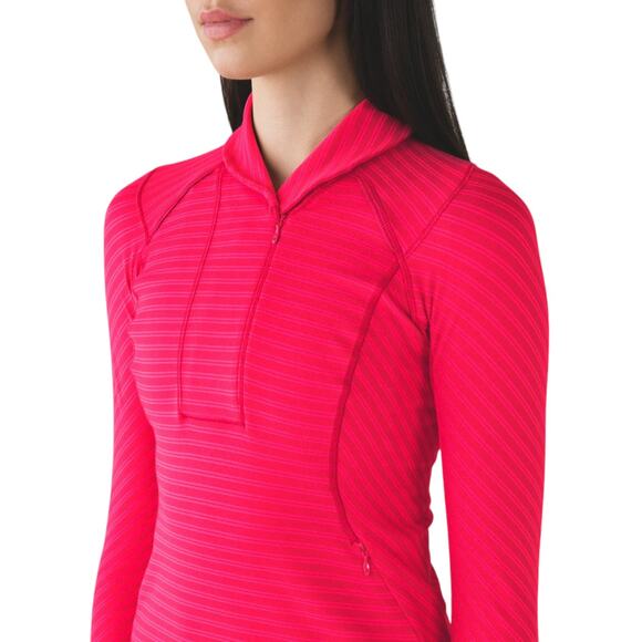 Lululemon Size ? Think Fast Pullover Activewear Top Double Trouble Stripe Red - Picture 9 of 9